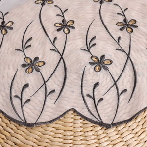 Cafe Curtain Country Style with Floral Pattern - White, W x H 120 x 60cm