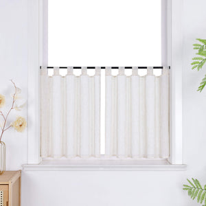 Cafe Curtains Semi-Sheer with Fine Slub-Yarn Texture Set of 2 - Natural, tab tops