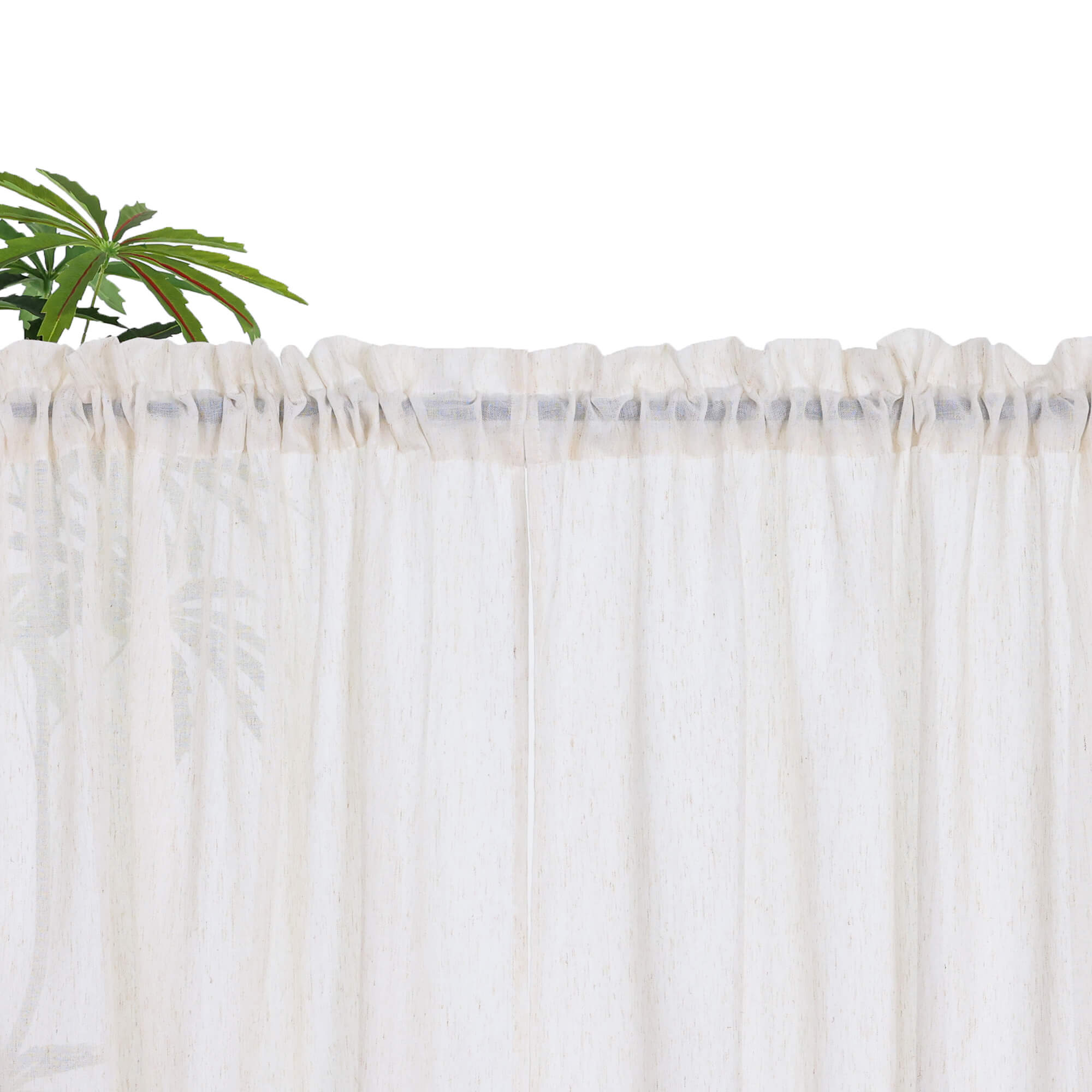 Cafe Curtains Semi-Sheer with Fine Slub-Yarn Texture Set of 2
