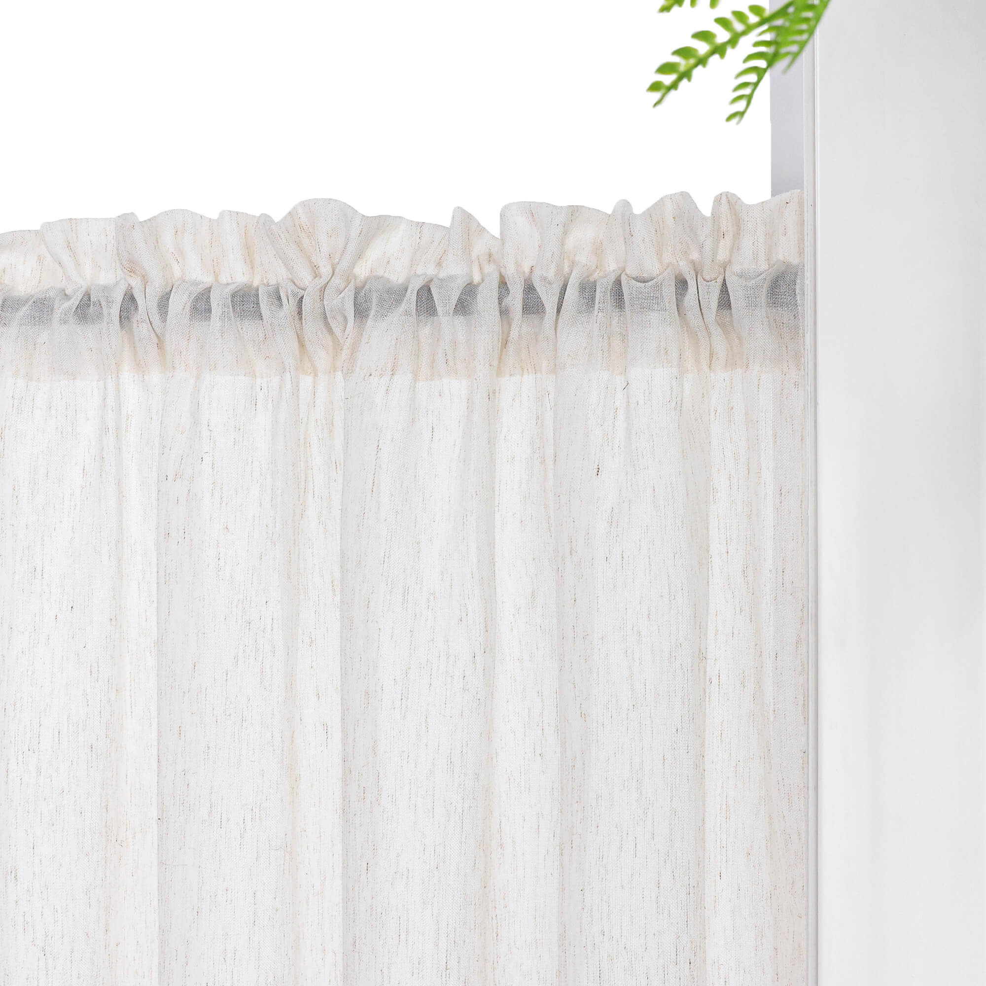 Cafe Curtains Semi-Sheer with Fine Slub-Yarn Texture Set of 2