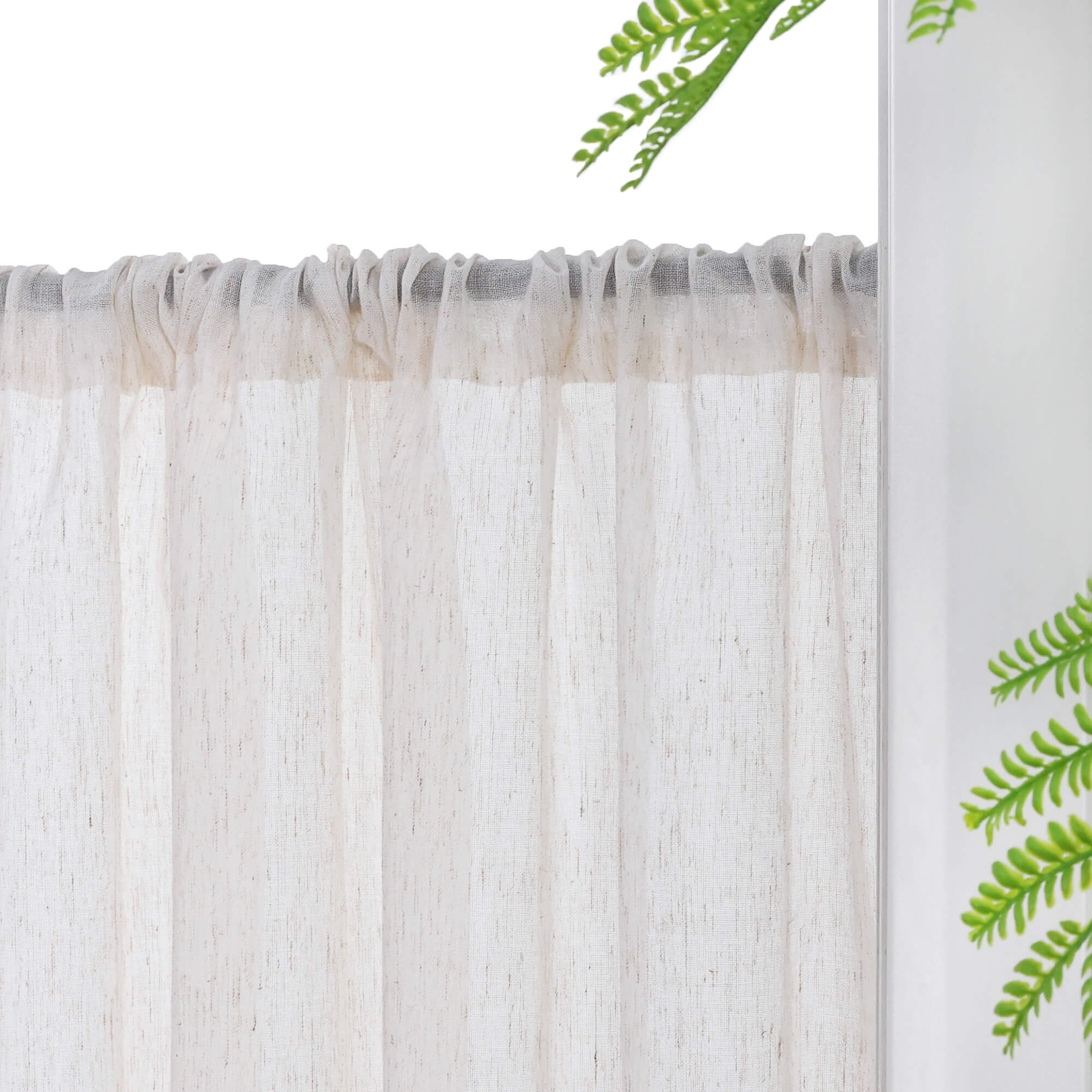 Cafe Curtains Semi-Sheer with Fine Slub-Yarn Texture Set of 2