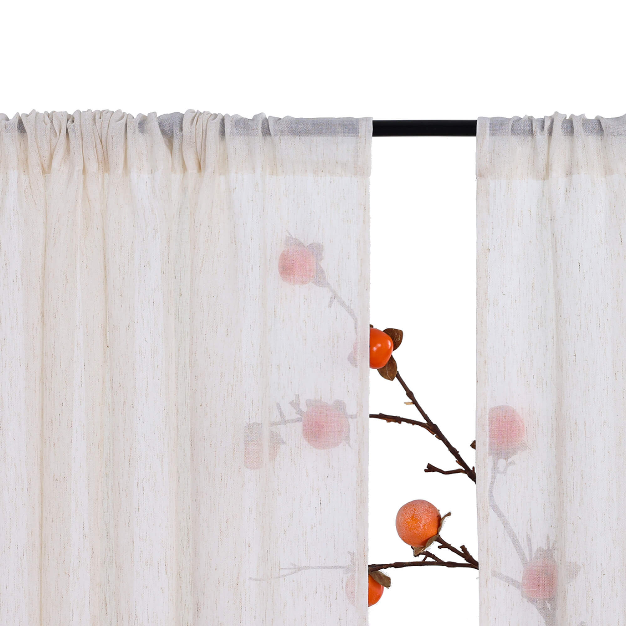 Cafe Curtains Semi-Sheer with Fine Slub-Yarn Texture Set of 2