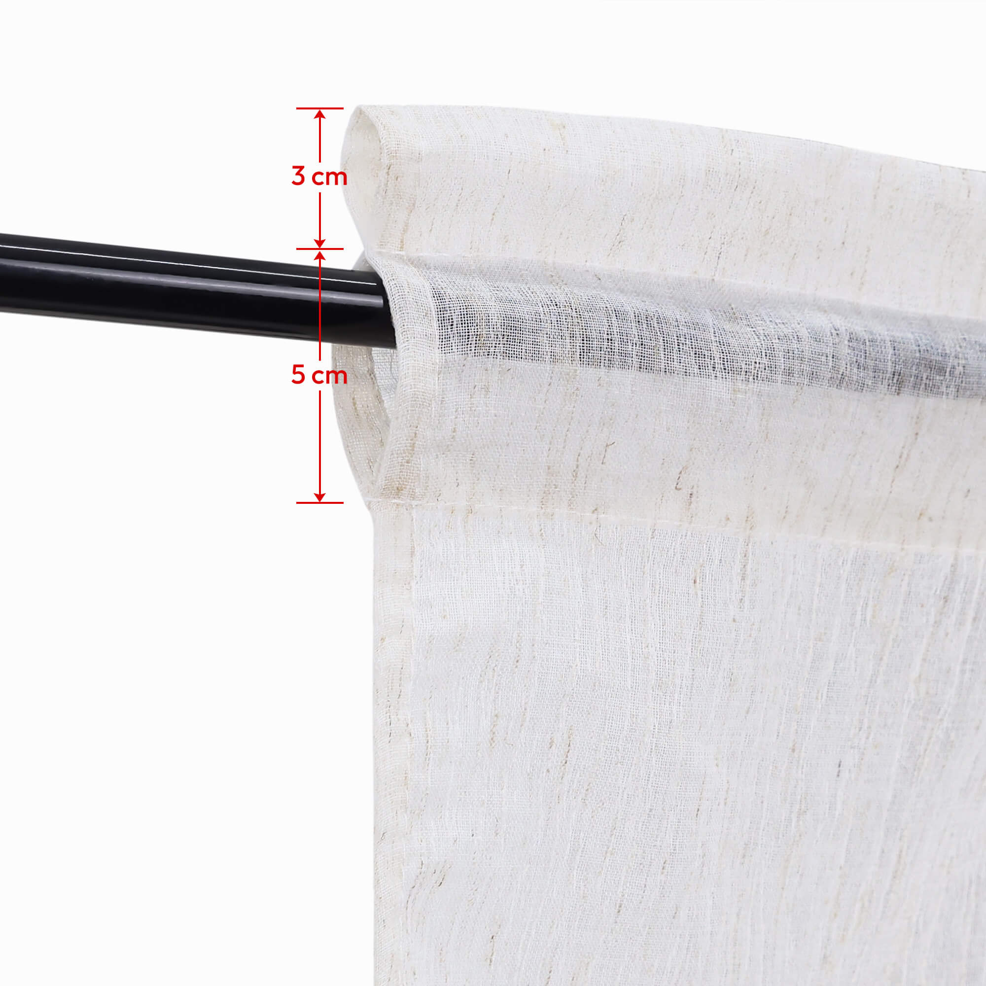Cafe Curtains Semi-Sheer in Linen-Look Rod Pocket Set of 2 - Natural, Rod Pocket