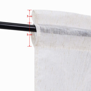 Cafe Curtains Semi-Sheer in Linen-Look Rod Pocket Set of 2 - Natural, Rod Pocket