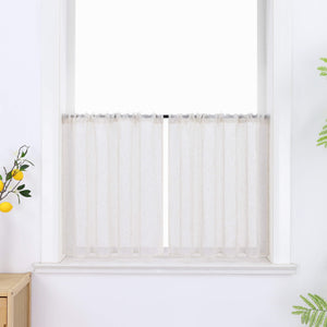 Cafe Curtains Semi-Sheer in Linen-Look Rod Pocket Set of 2