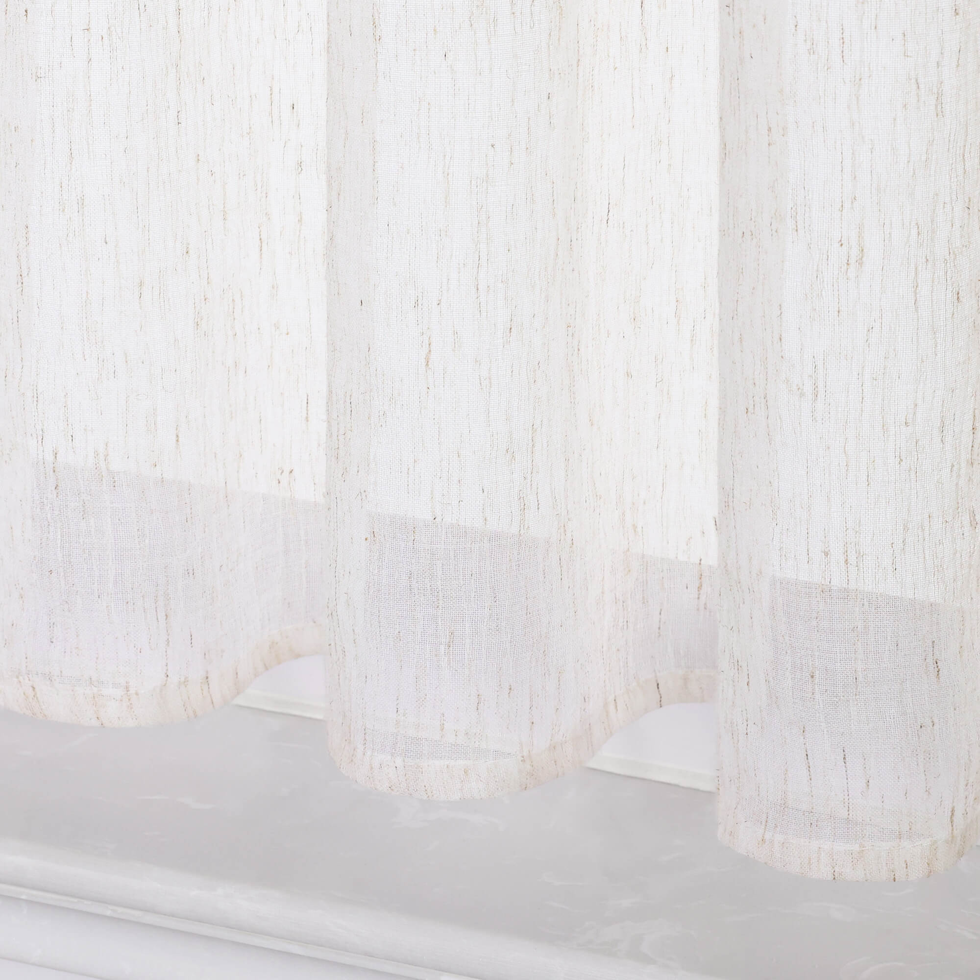 Cafe Curtains Semi-Sheer in Linen-Look Rod Pocket Set of 2 - Natural, Rod Pocket