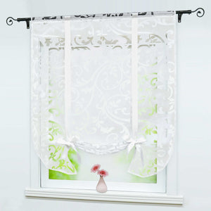 Roman Shade with Rod Pocket with Floral Pattern 1 Piece - White, W x H 80 x 140cm
