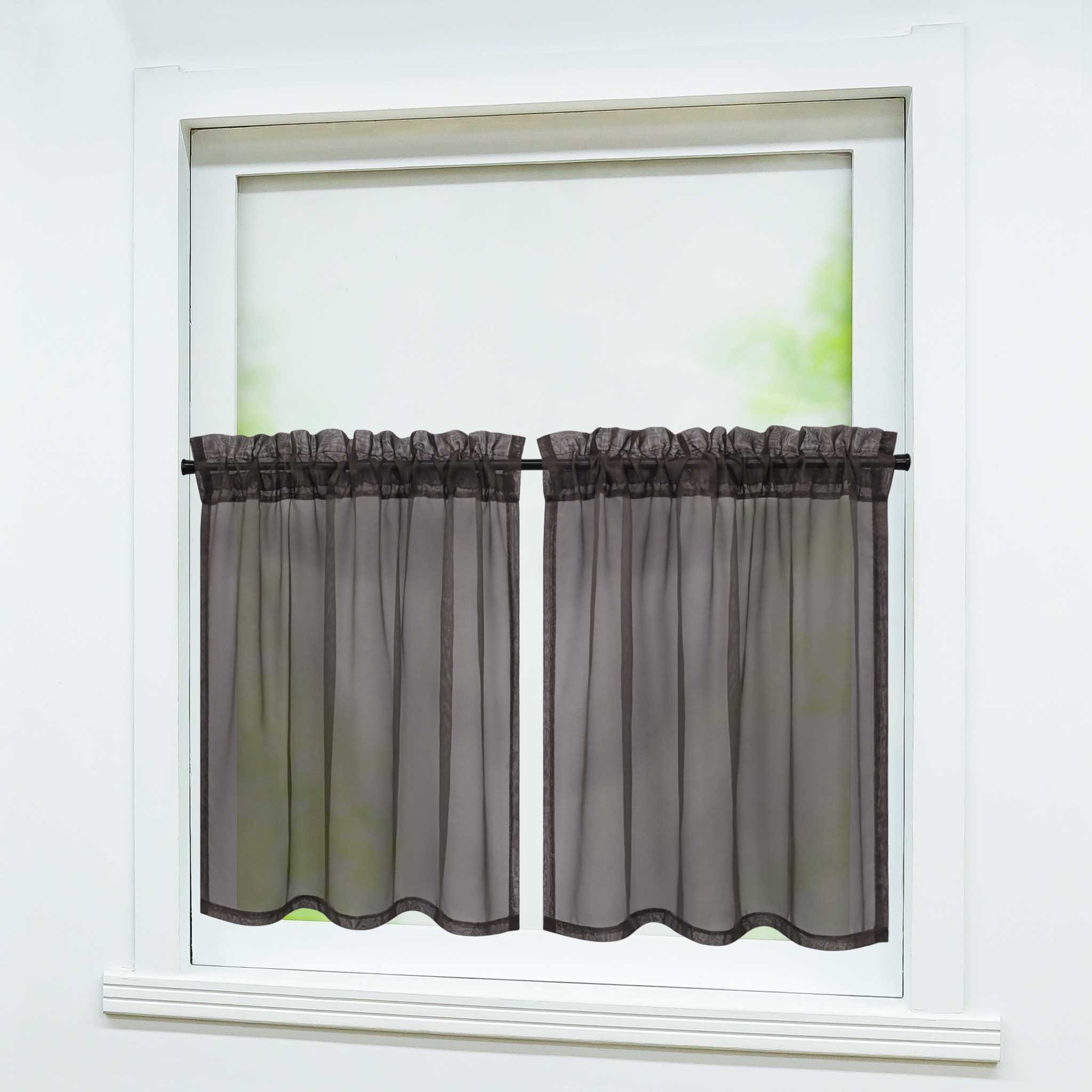 Cafe Curtain with Rod Pocket Gatherable 2 Pieces