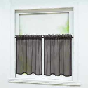 Cafe Curtain with Rod Pocket Gatherable 2 Pieces