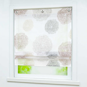 Roman Shade with U-Hooks Height-Adjustable with Tree-Ring Pattern 1 Piece - Brown, H x W 140 x 140cm