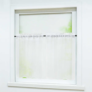 Cafe Curtain with Rod Pocket Gatherable 2 Pieces - White, H x W 92 x 66cm