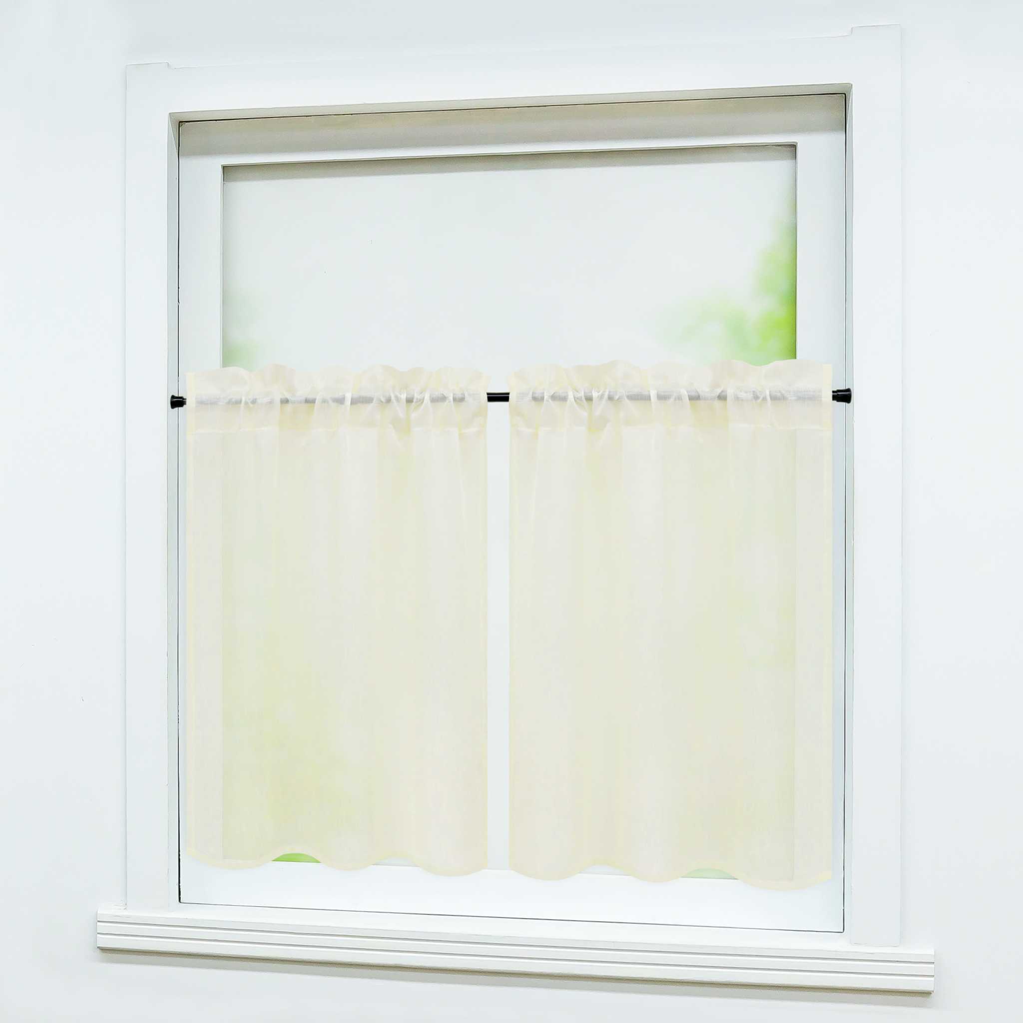 Cafe Curtain Set of 2 with Rod Pocket Short Curtains in Linen-Look Fabric