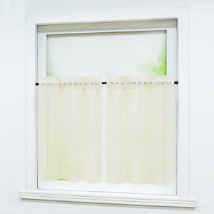 Cafe Curtain Set of 2 with Rod Pocket Short Curtains in Linen-Look Fabric