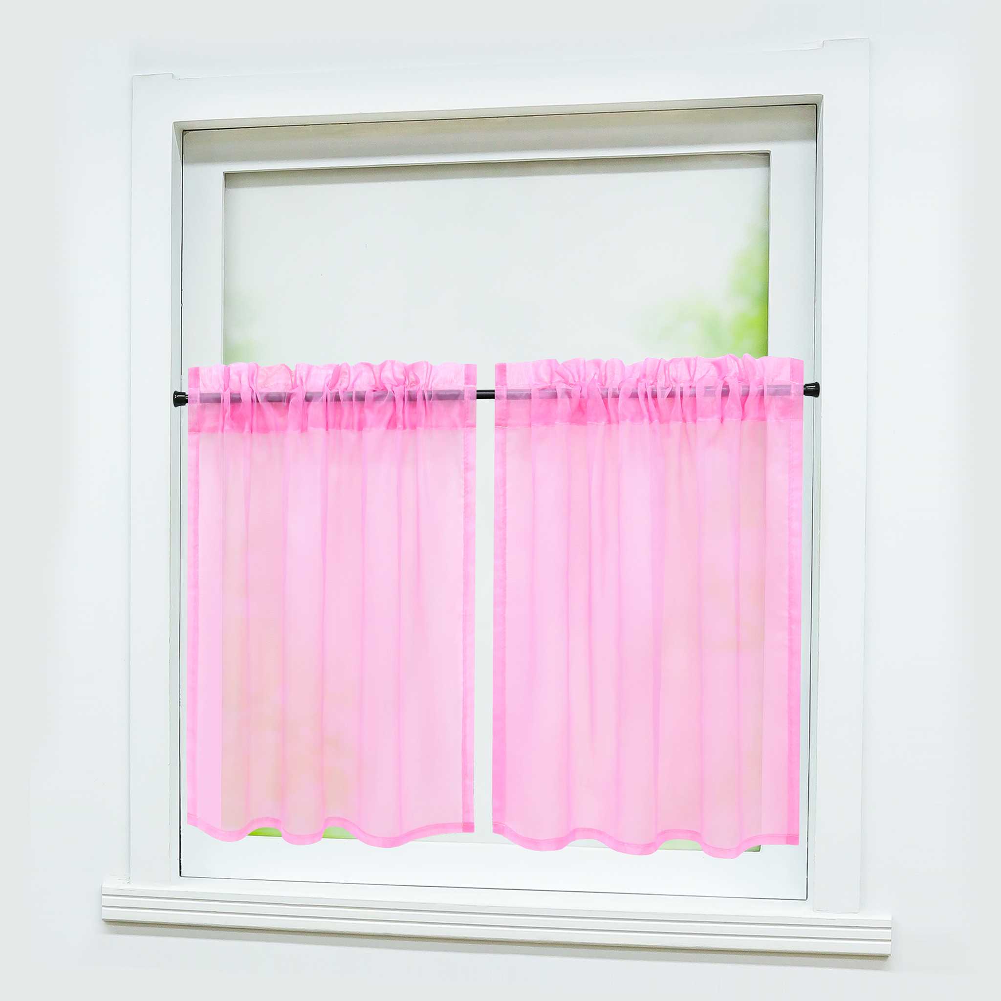 Cafe Curtain with Rod Pocket Gatherable 2 Pieces