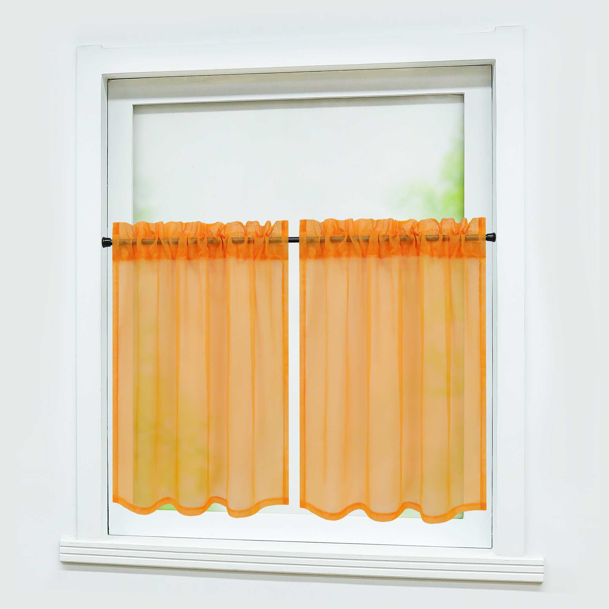 Cafe Curtain with Rod Pocket Gatherable 2 Pieces - Light Blue, H x W 61 x 76cm