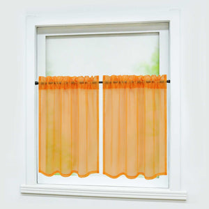 Cafe Curtain with Rod Pocket Gatherable 2 Pieces - Light Blue, H x W 61 x 76cm