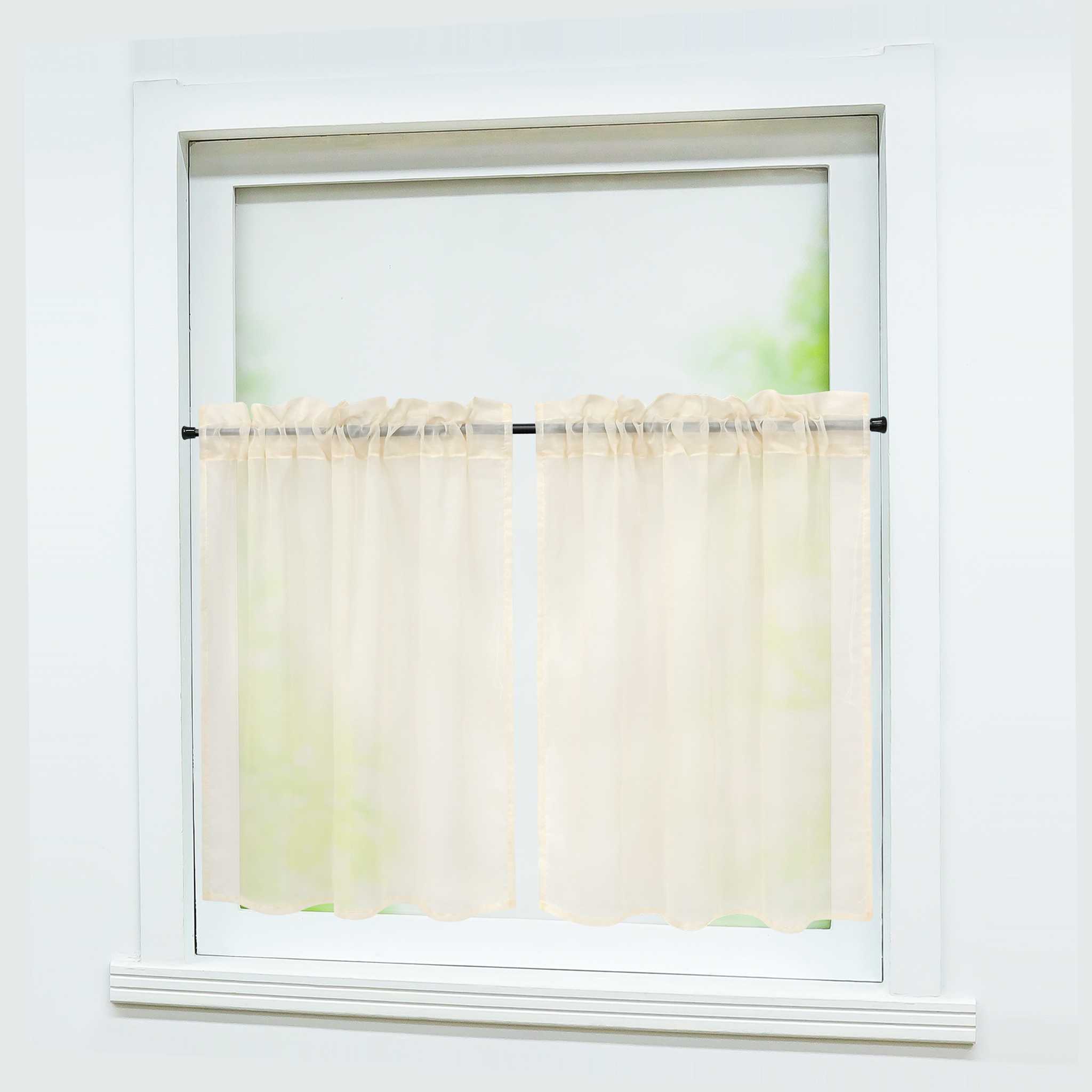 Cafe Curtain with Rod Pocket Gatherable 2 Pieces