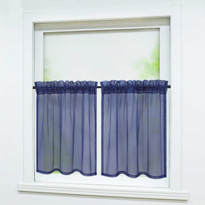 Cafe Curtain with Rod Pocket Gatherable 2 Pieces