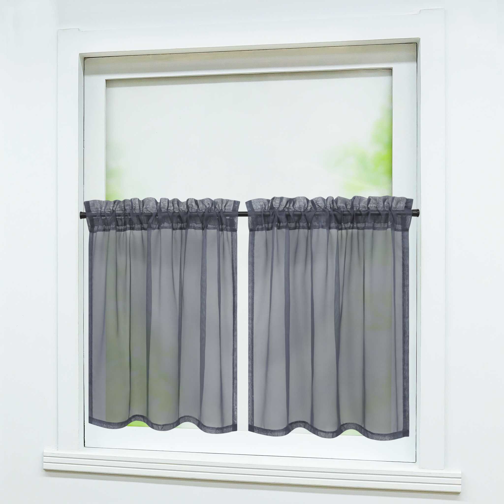Cafe Curtain with Rod Pocket Gatherable 2 Pieces