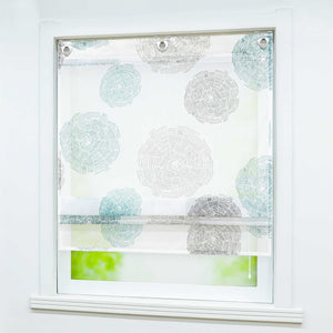 Roman Shade with U-Hooks Height-Adjustable with Tree-Ring Pattern 1 Piece - Blue, H x W 140 x 80cm