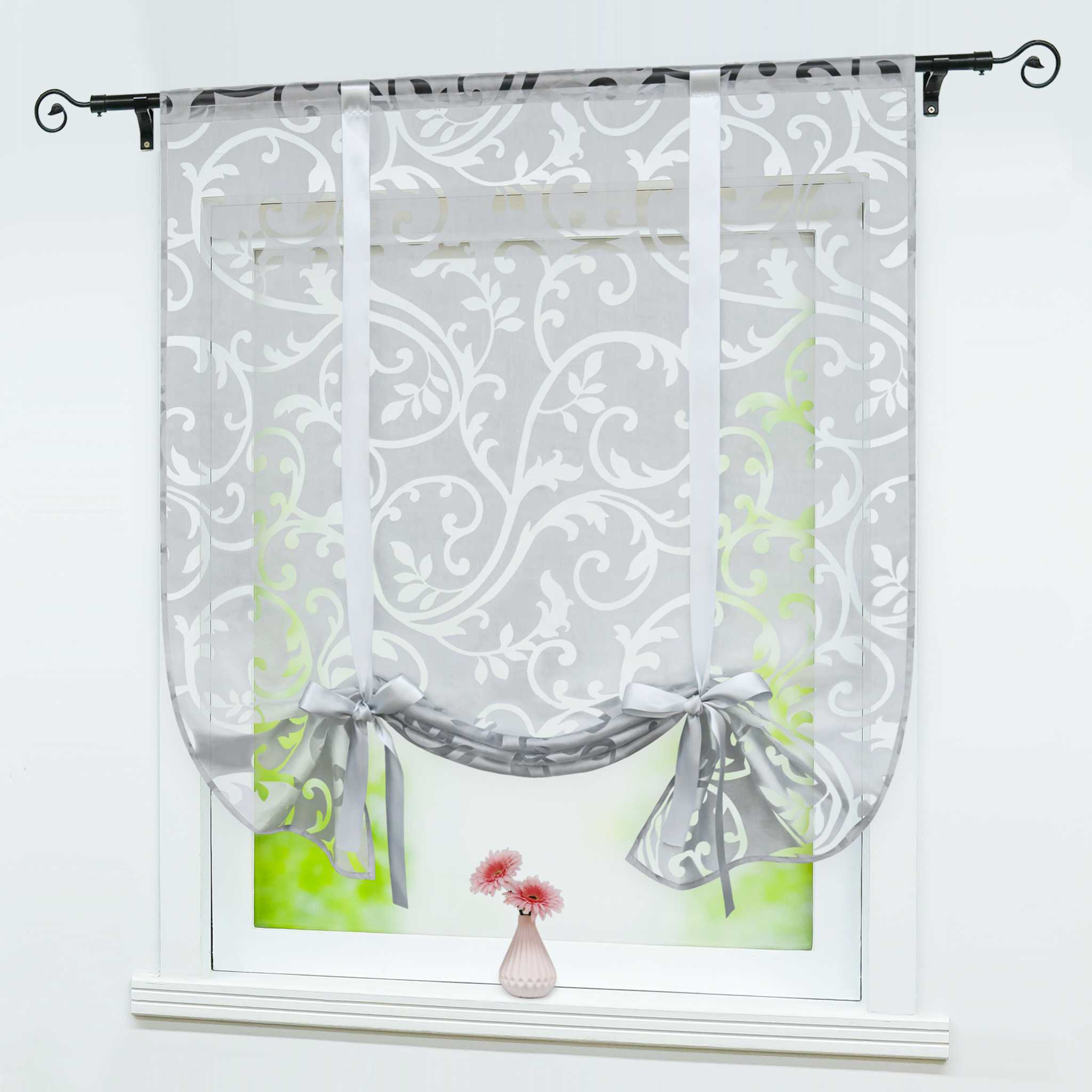 Roman Shade with Rod Pocket with Floral Pattern 1 Piece