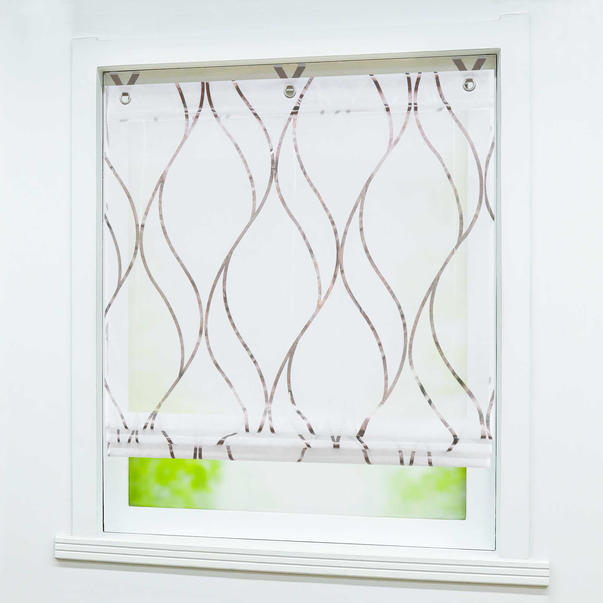 Roman Shade with Wave Pattern 1 Piece - Silver, H x W 130 x 120cm