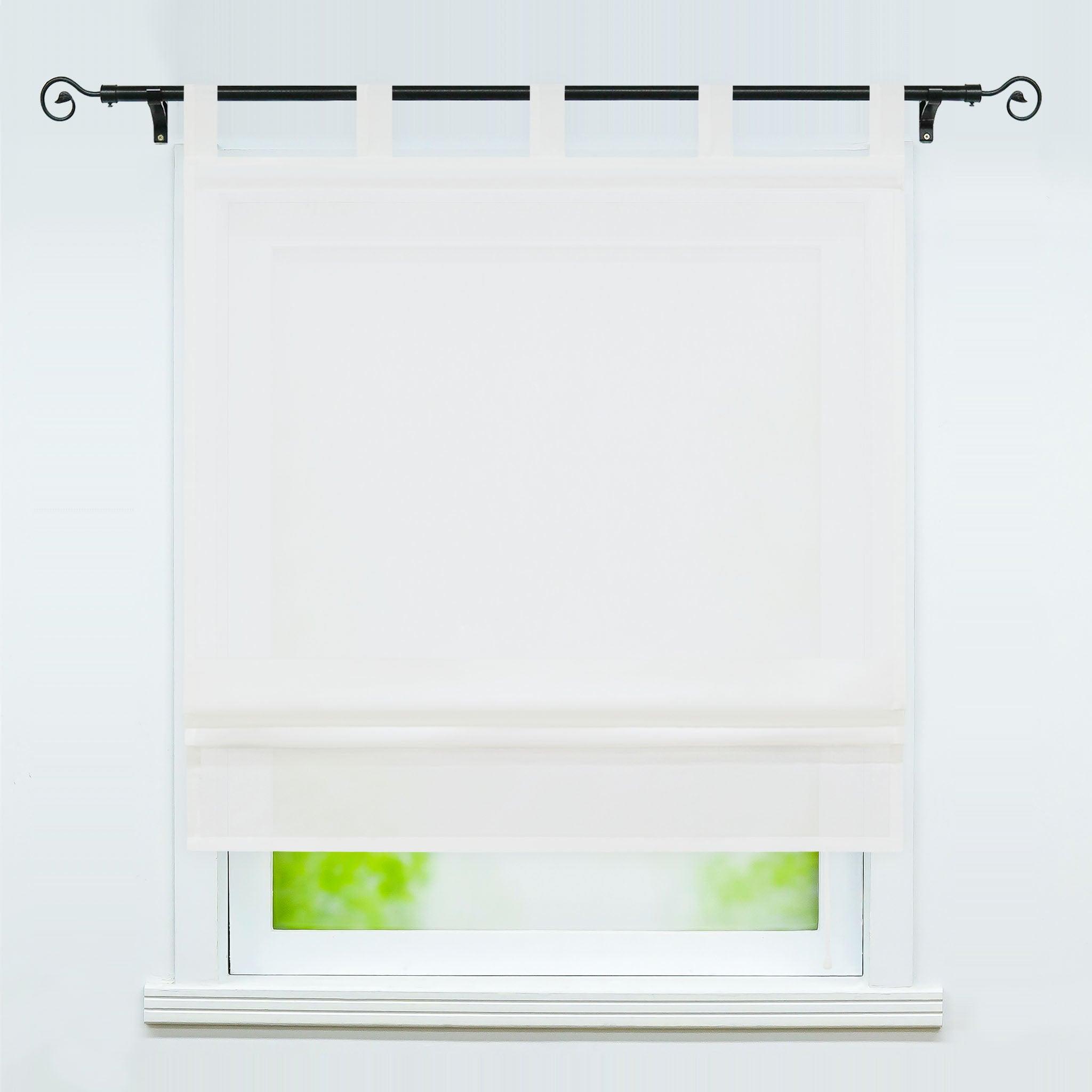 Roman Shade Solid Color Semi-Sheer Decorative Folds 1 Piece - White, H x W 140 x 80cm