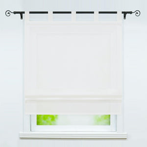 Roman Shade Solid Color Semi-Sheer Decorative Folds 1 Piece - White, H x W 140 x 80cm