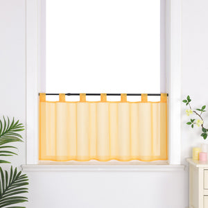 Cafe Curtain Solid Color with Tab-Top Hanging - Orange, H x W 60 x 145cm