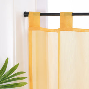 Cafe Curtain Solid Color with Tab-Top Hanging - Yellow, H x W 45 x 90cm