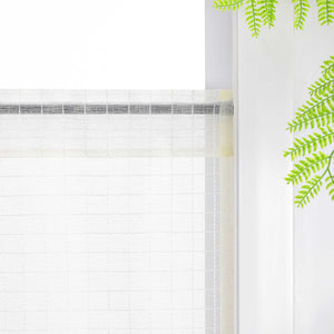 Cafe Curtain with Check Pattern and Decorative Ribbon - yellow, W x H 140 x 60cm