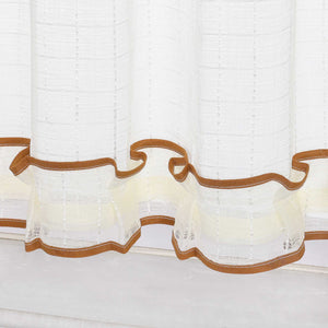 Cafe Curtain with Check Pattern and Decorative Ribbon - yellow, W x H 140 x 100cm