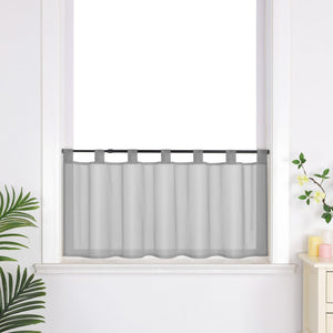 Cafe Curtain Solid Color with Tab-Top Hanging - Gray, H x W 45 x 90cm