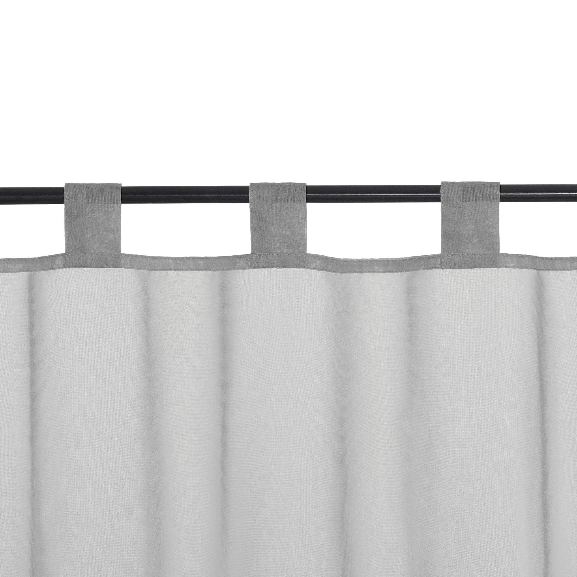 Cafe Curtain Solid Color with Tab-Top Hanging - Gray, H x W 60 x 90cm