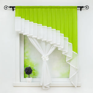 Romantic Curtain with Valance 2-in-1 Design - Green, W x H 140 x 140cm