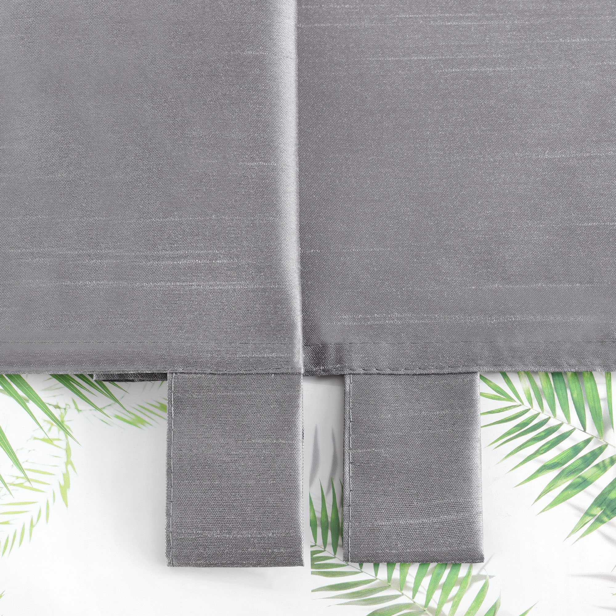Cafe Curtain with Linen Texture and Lace Trim - Gray, H x W 60 x 90cm