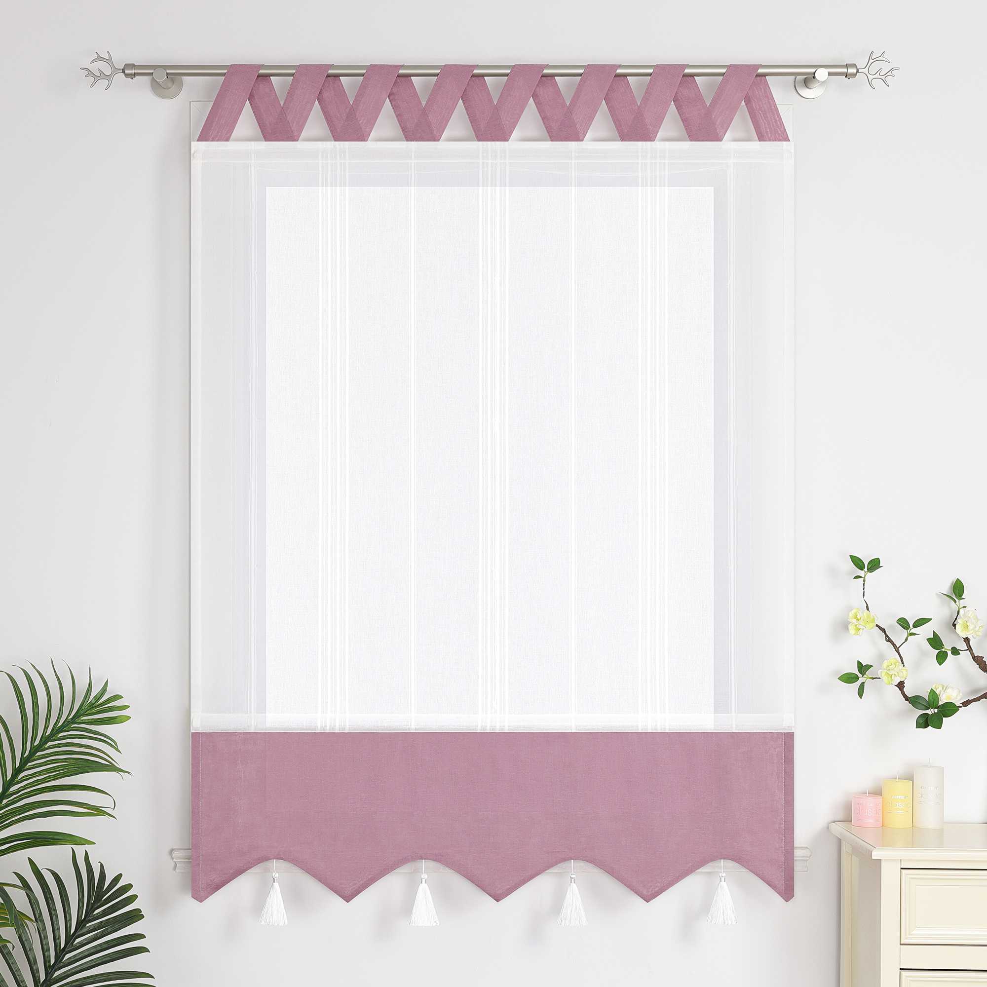 Delien Roman Shade with Tab-Top Hanging and Tassels