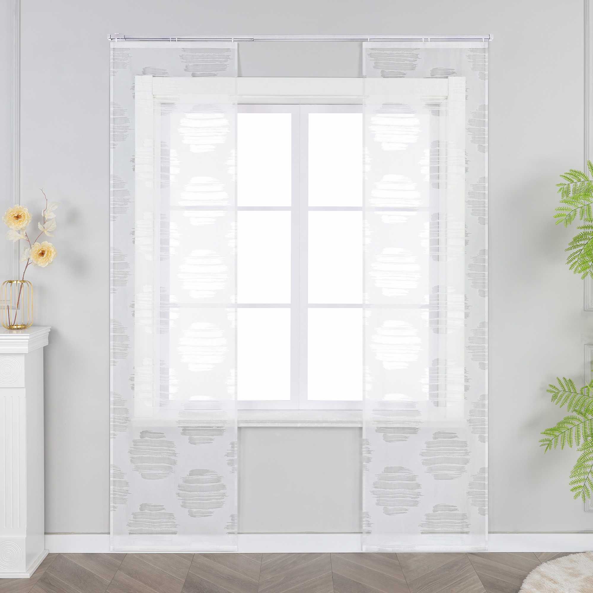 Curtain with Wavy Circle Pattern - Curtain-Tape Hanging Set of 2
