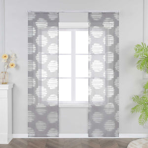 Curtain with Wavy Circle Pattern - Curtain-Tape Hanging Set of 2 - White, W x H 57 x 145cm