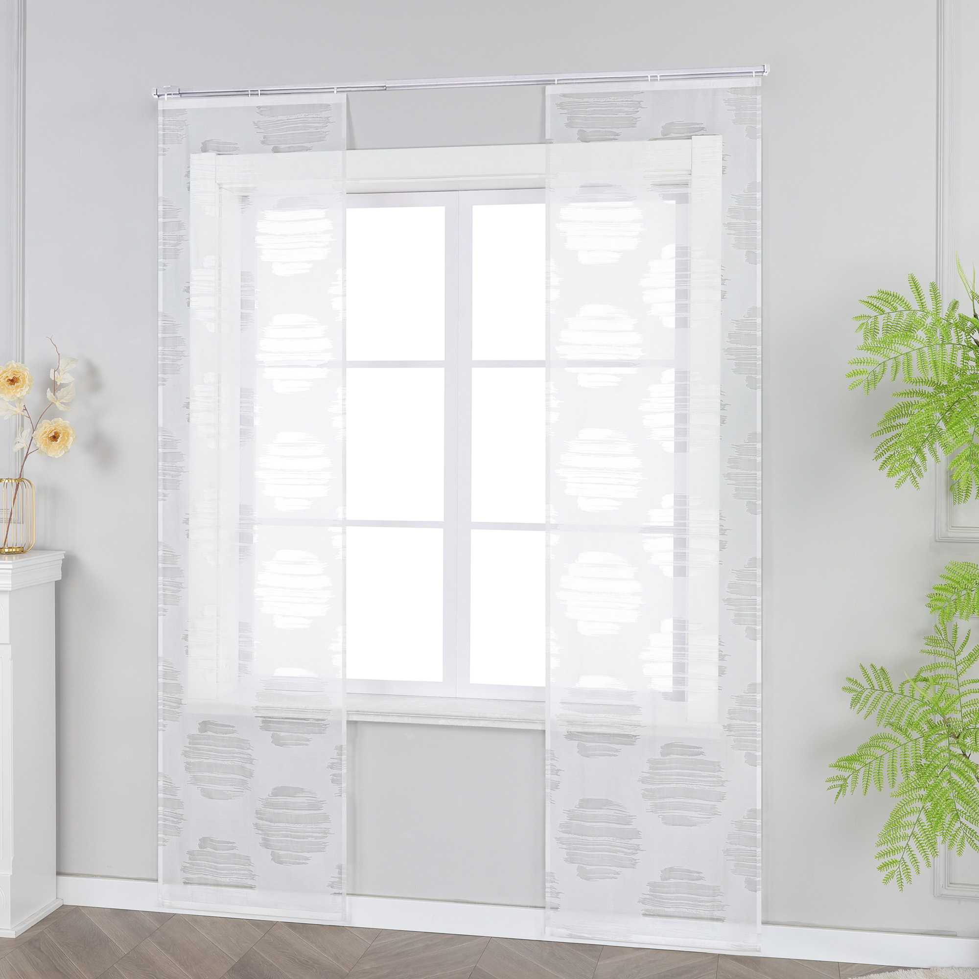 Curtain with Wavy Circle Pattern - Curtain-Tape Hanging Set of 2