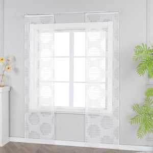 Curtain with Wavy Circle Pattern - Curtain-Tape Hanging Set of 2