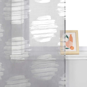 Curtain with Wavy Circle Pattern - Curtain-Tape Hanging Set of 2 - White, W x H 57 x 225cm