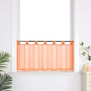 Cafe Curtain Solid Color with Tab-Top Hanging - Orange, H x W 45 x 90cm
