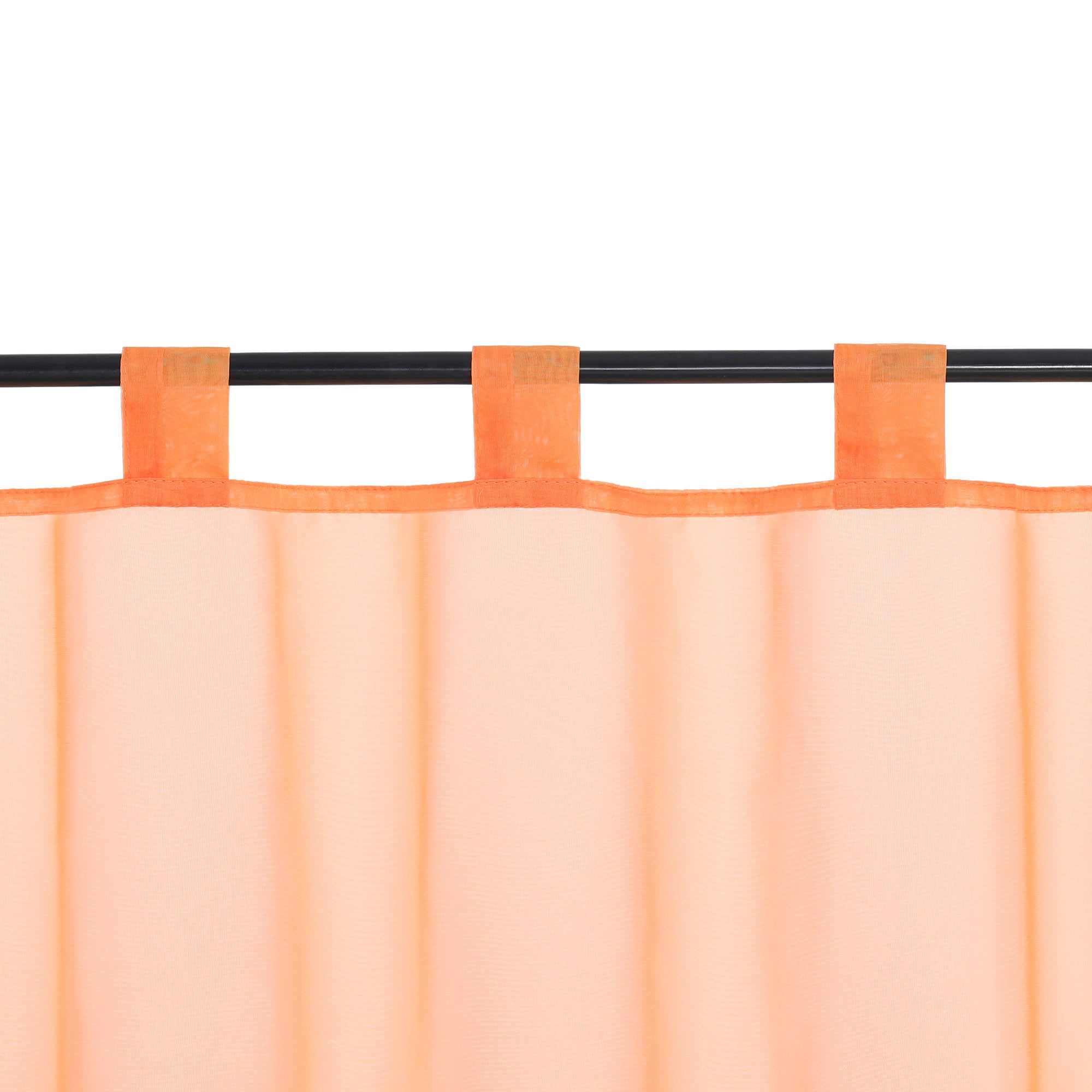 Cafe Curtain Solid Color with Tab-Top Hanging - Orange, H x W 60 x 90cm