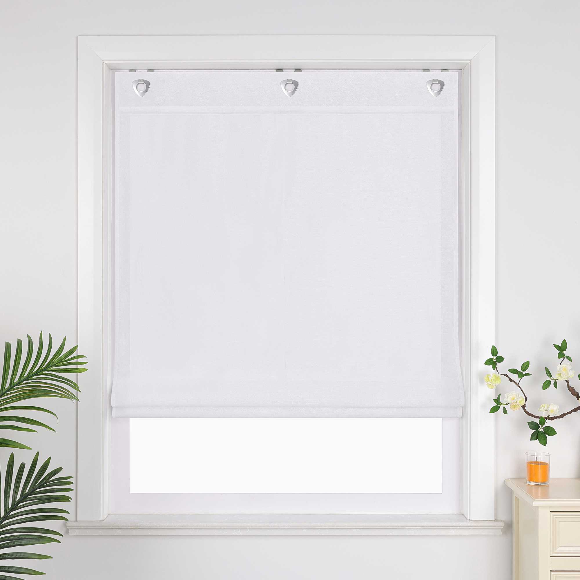 Roman Shade No-Drill Solid Color with Fine Stripes - Beige, W x H 80 x 140cm