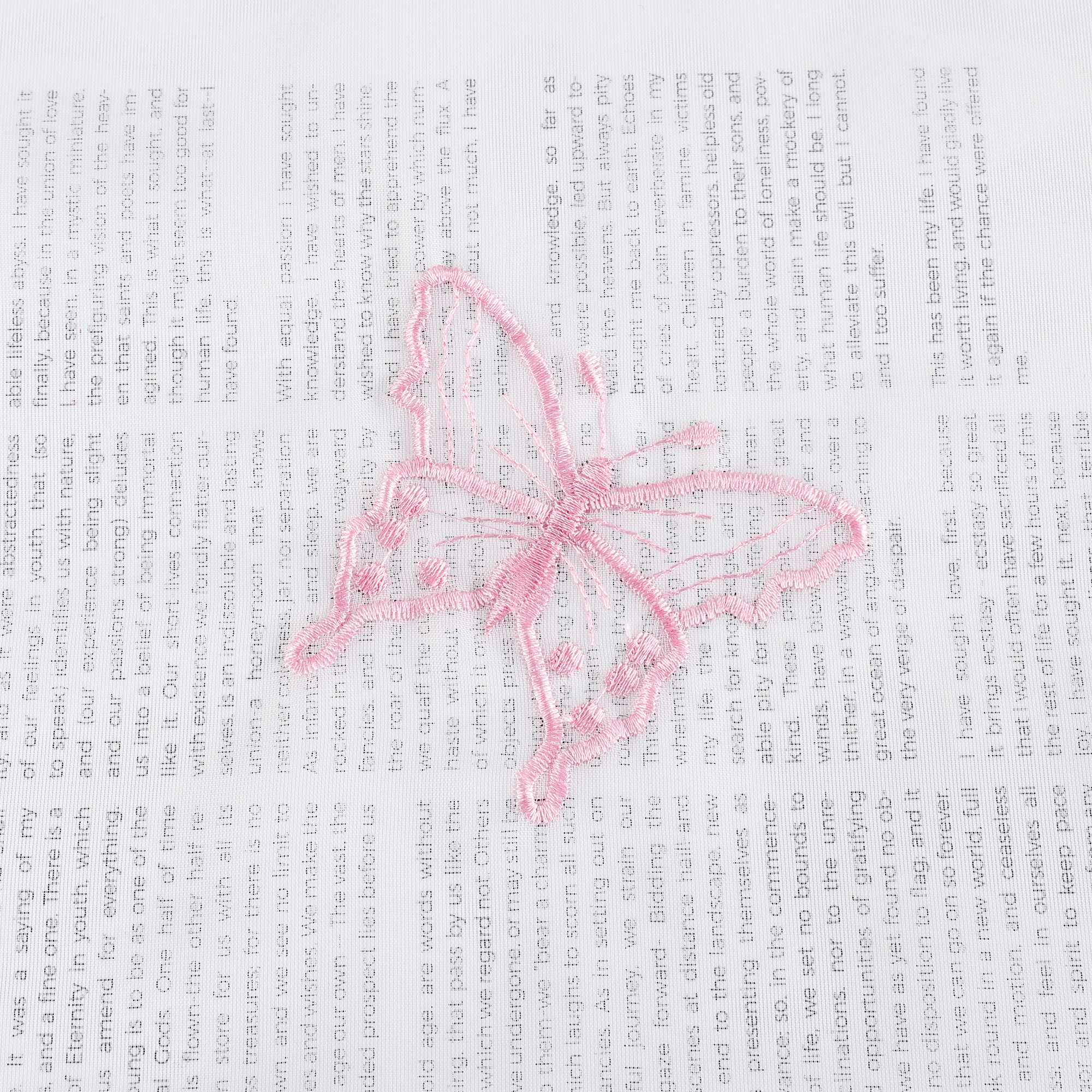 Cafe Curtain with Butterfly Pattern and Beads 1 Piece - Pink, H x W 60 x 140cm