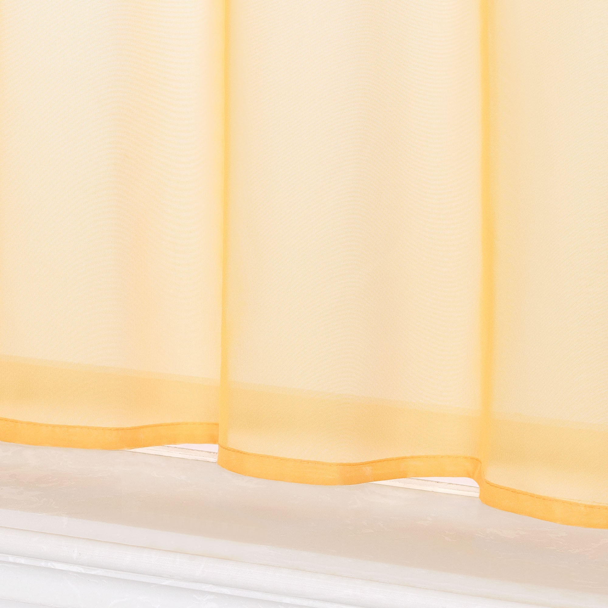 Cafe Curtain Solid Color with Tab-Top Hanging - Orange, H x W 30 x 120cm
