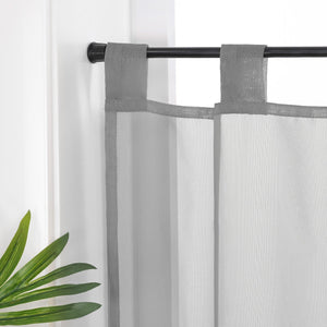 Cafe Curtain Solid Color with Tab-Top Hanging - Gray, H x W 60 x 145cm