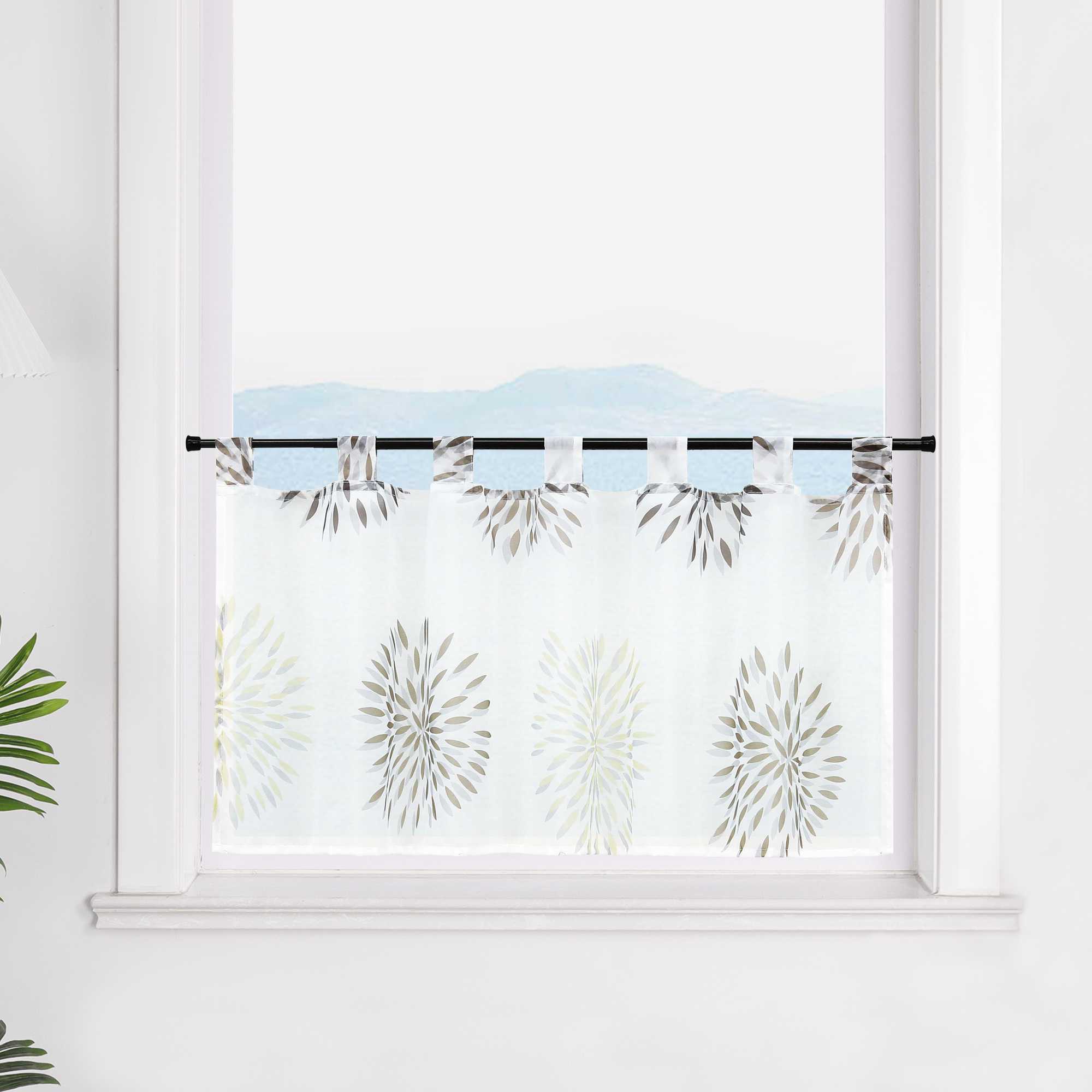 Cafe Curtain with Fireworks Motif - Festive Window Decor - Brown, H x W 45 x 90cm