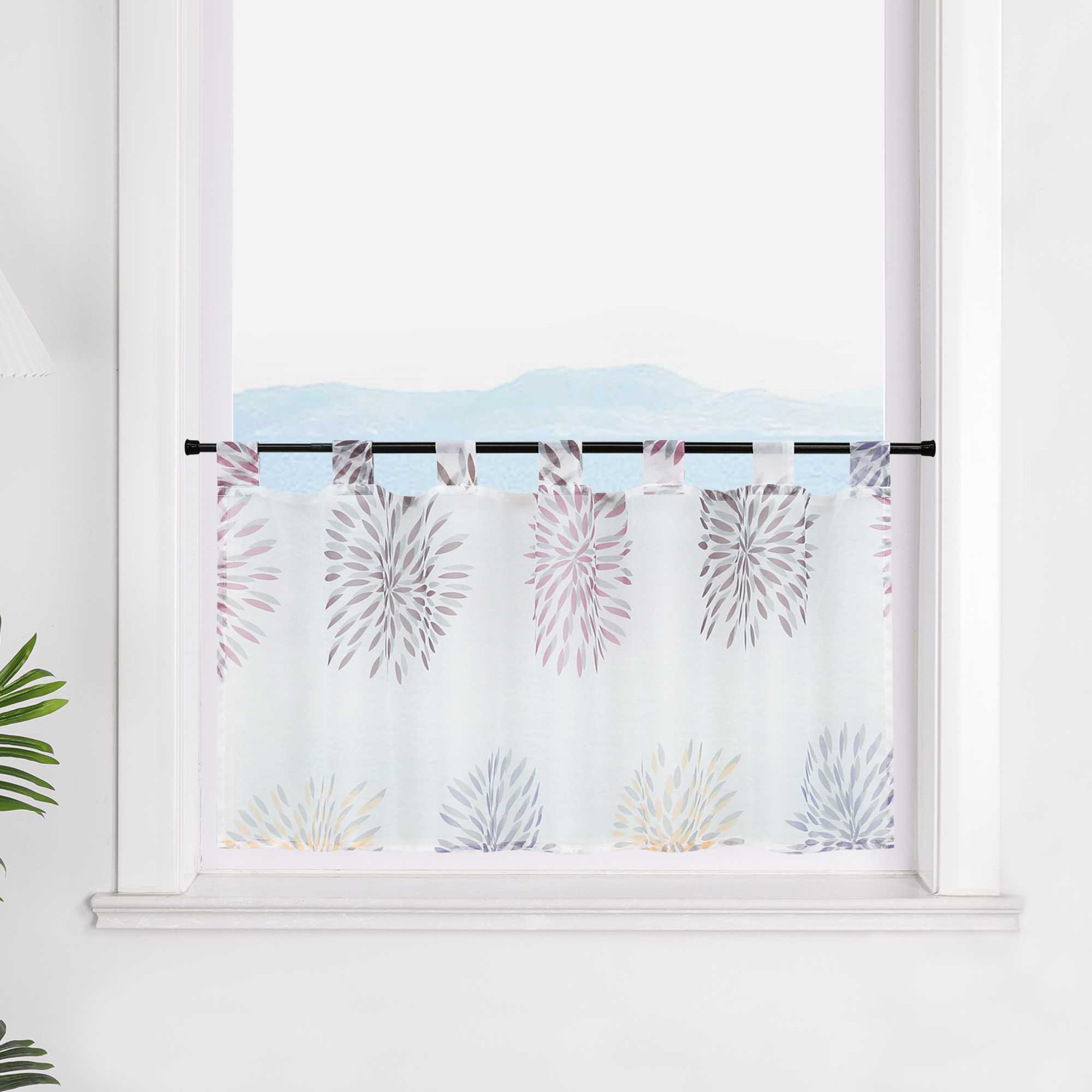 Cafe Curtain with Fireworks Motif - Festive Window Decor - Green, H x W 45 x 90cm